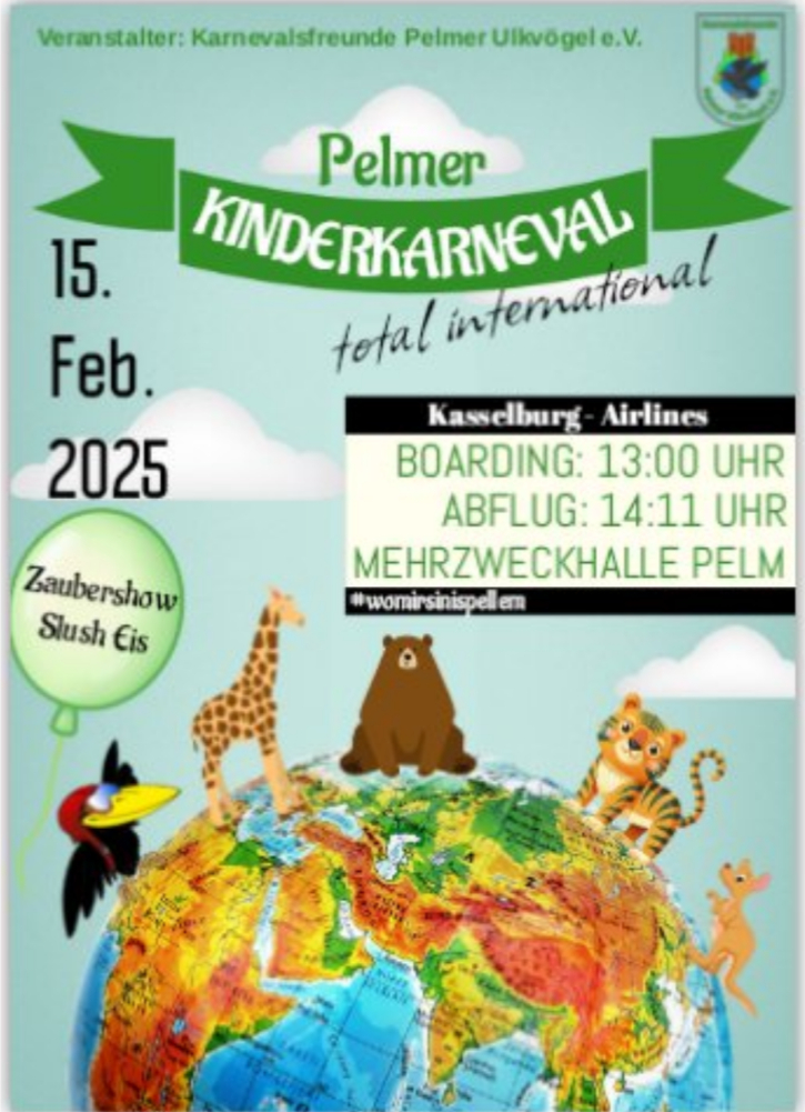 Plakat Pelmer Kinderkarneval am 25.02.205